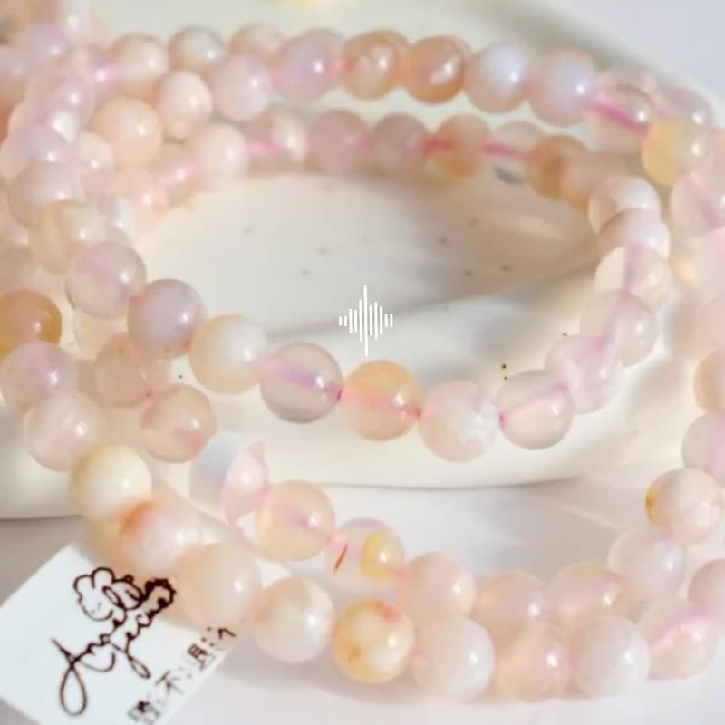 桃花酿丨樱花玛瑙盐源玛瑙天山翠丨弥雅原创设计 - 手链/手环 - 水晶 粉红色