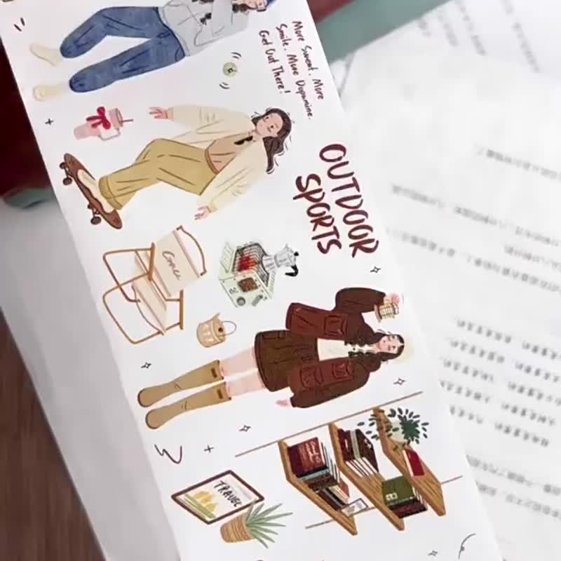 溫暖的冬季 - PET和紙膠帶人物插畫DIY手帳日誌裝飾素材 - 纸胶带 - 纸 多色