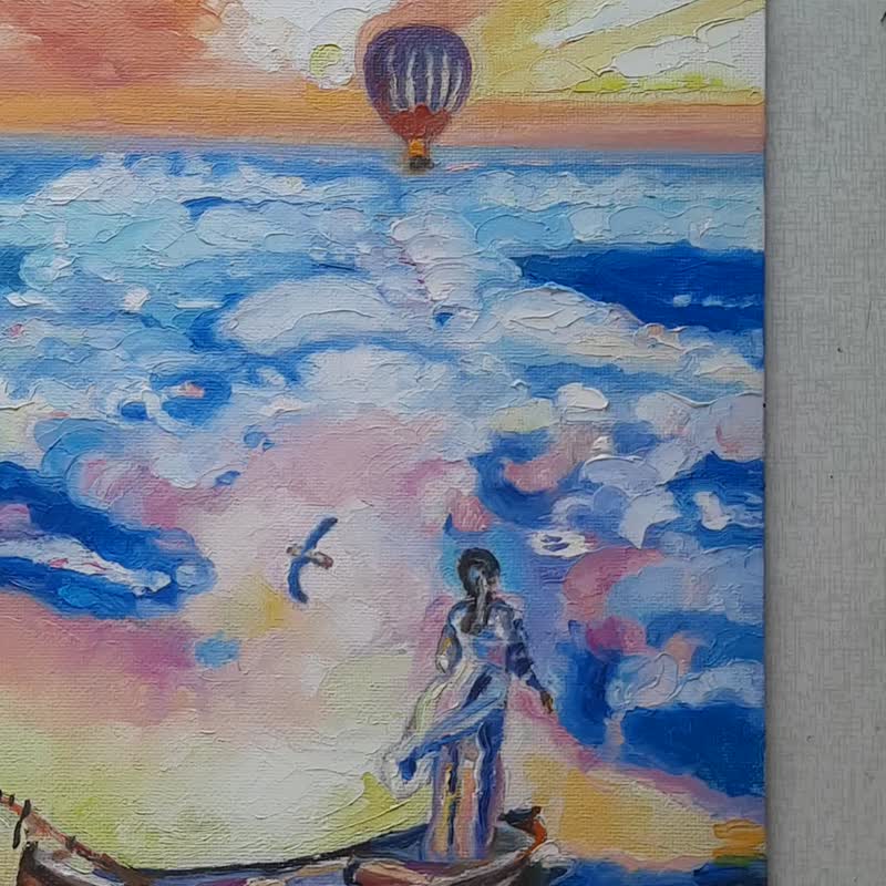 Girl Painting Original Art Romantic Artwork Impasto Oil Painting by OlgaShel - 海报/装饰画/版画 - 棉 蓝色