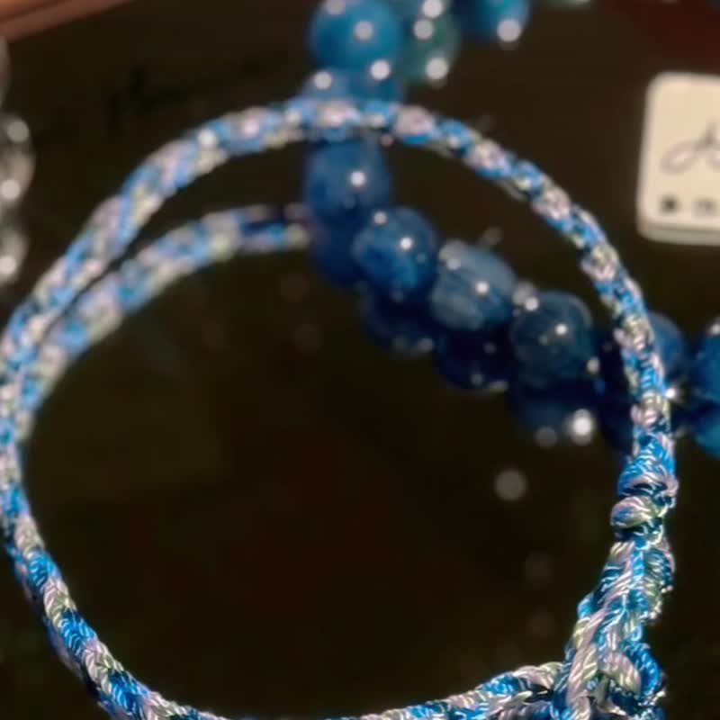 弥雅手作丨掌心传到绳结的温度丨编织手绳 - 手链/手环 - 棉．麻 蓝色