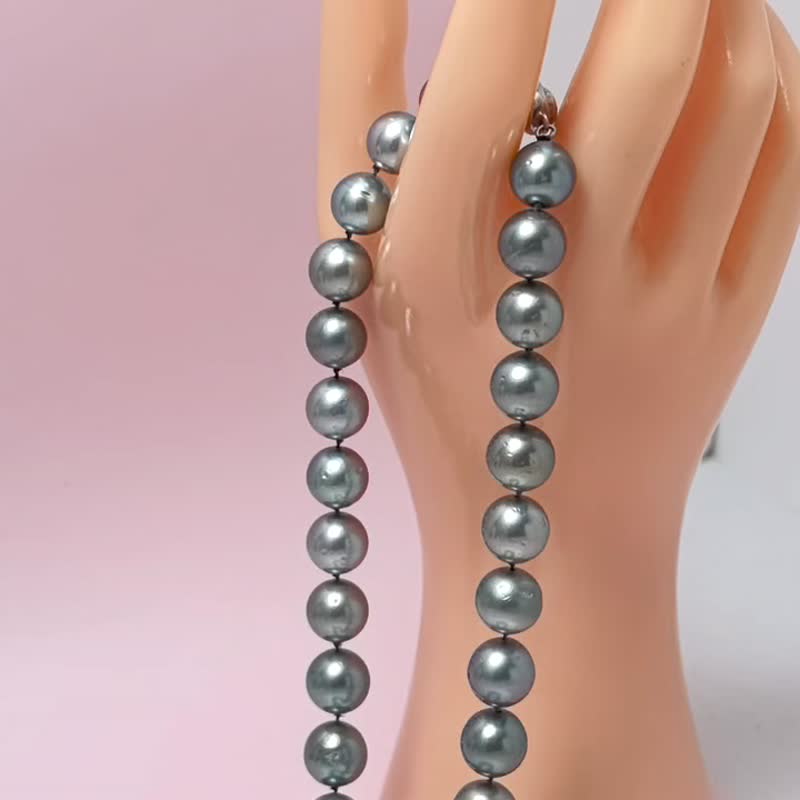 天然海水珍珠 大溪地黑珍珠 铂金灰 项链 - 项链 - 珍珠 多色