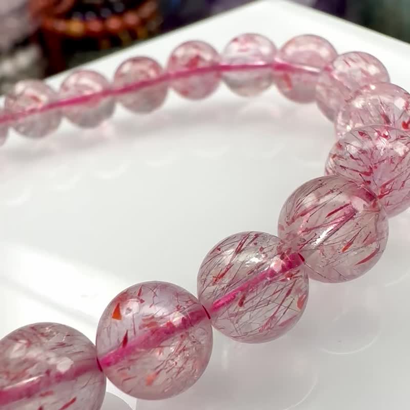 稀有 精品收藏级 彼岸花 金草莓 烟花 超七 手串 - 手链/手环 - 水晶 红色