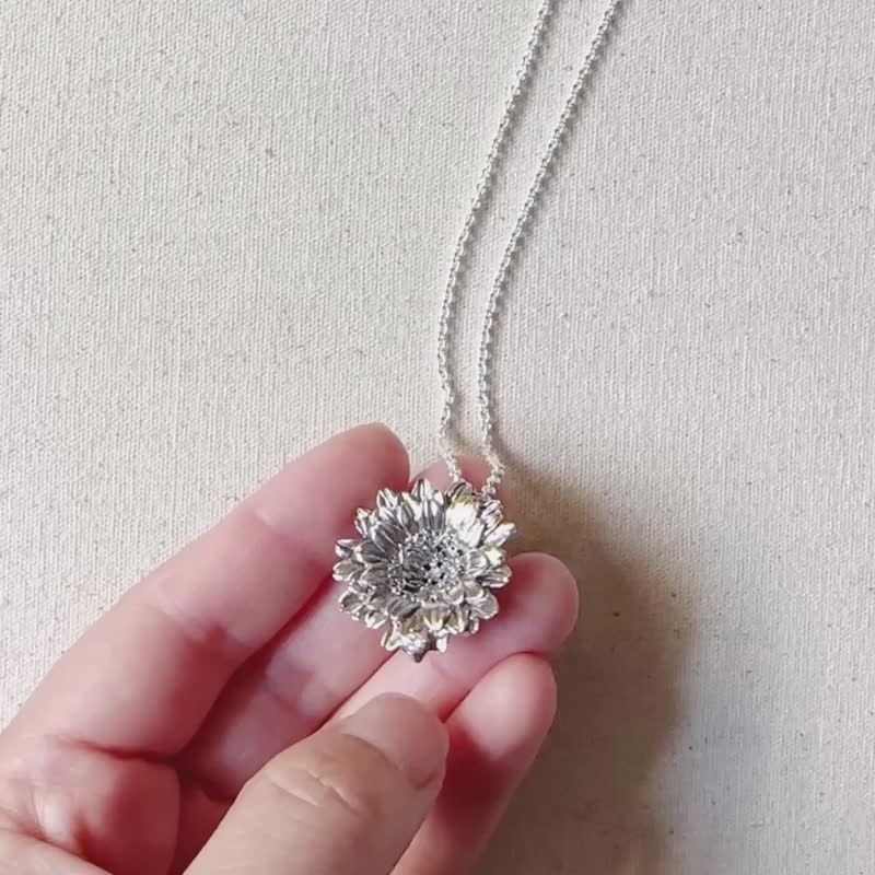 非洲菊太阳花纯银精油项链 - 项链 - 纯银 银色