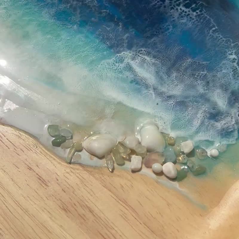 【现货】神秘深海蓝海浪圆木盘 - 盘子/餐盘/盘架 - 树脂 