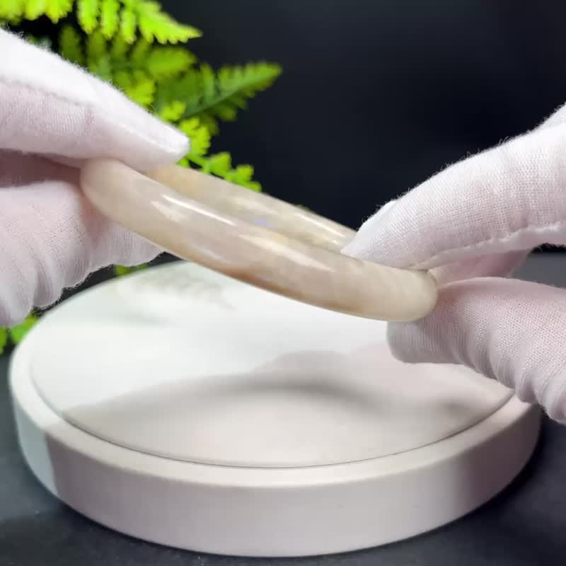 高品质 日月同辉手镯 55+MM 高闪星光蓝光猫眼 太阳石月光石共生 - 手链/手环 - 宝石 