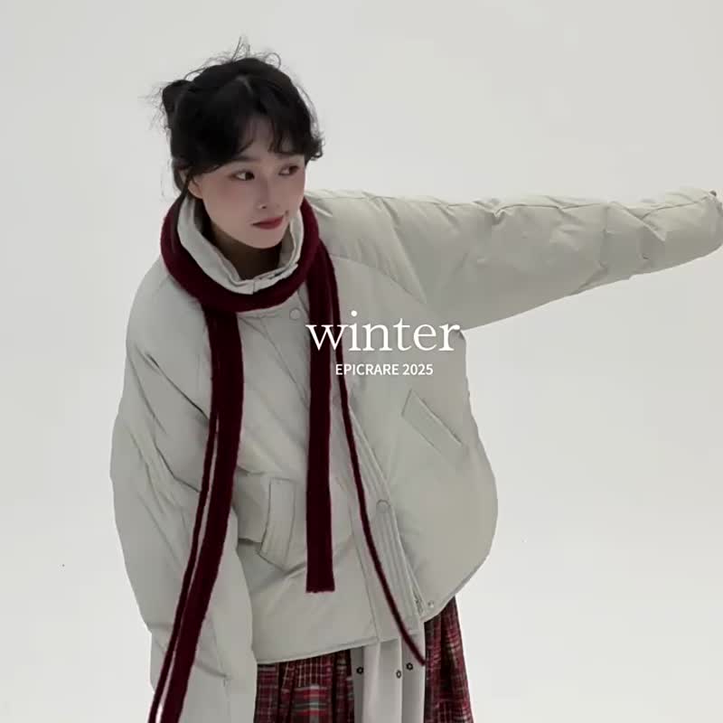 4顏色 暖暖 立領90羽絨服 保暖復古文藝舒適簡約百搭外套 - 女装休闲/机能外套 - 其他人造纤维 黄色