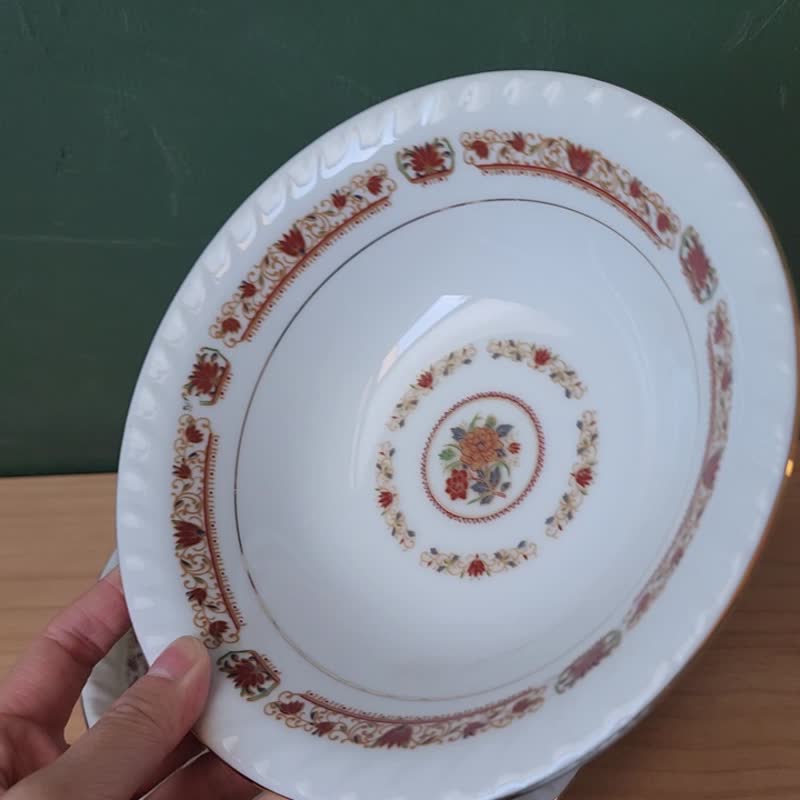 【北极二手杂货】古早盘 早期大同瑞士花碗公 一对 - 碗 - 瓷 白色