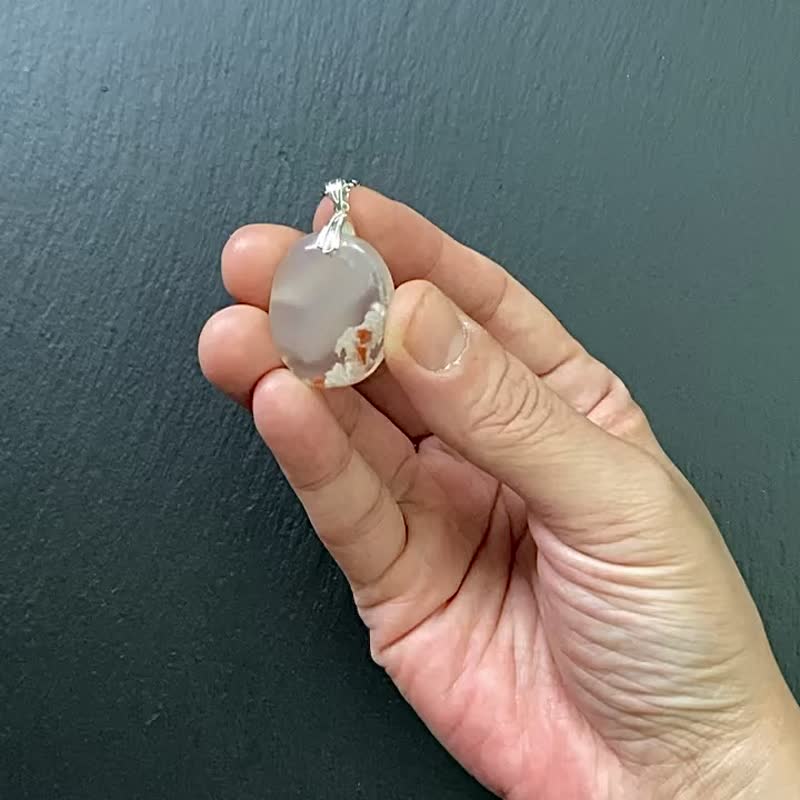 樱花玛瑙 天然油画风格 增强运势 925纯银钛钢项链 - 项链 - 水晶 多色