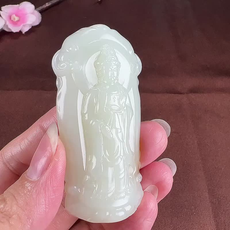 秒杀价 天然新疆和田玉观音吊坠  玉质细腻温润 - 吊饰 - 玉石 