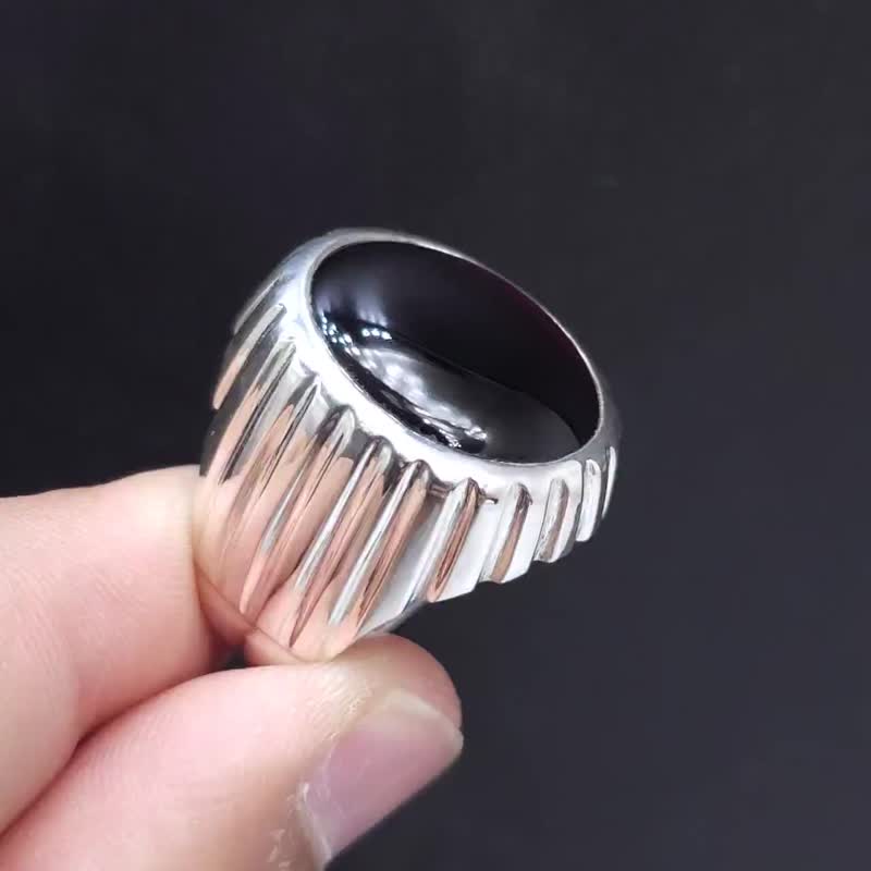 男戒 土耳其手工戒指 男士银戒指 奥斯曼风格戒指 男士饰品 - 戒指 - 宝石 黑色