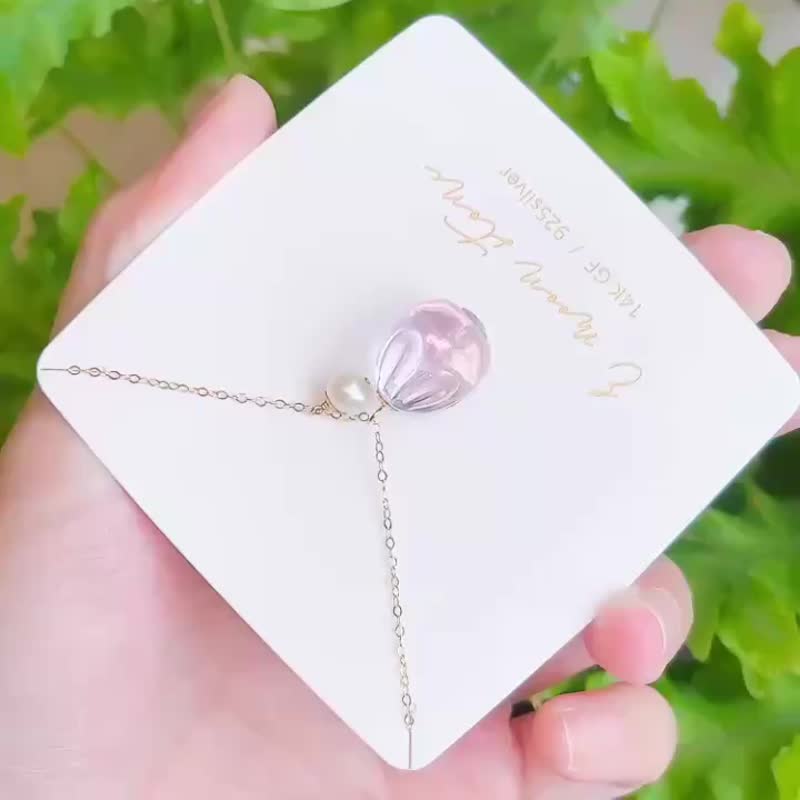 让思绪慢慢静下来 /   仙女薄纱紫 圆滚滚肥兔几 紫水晶 14K 注金 - 项链 - 水晶 紫色