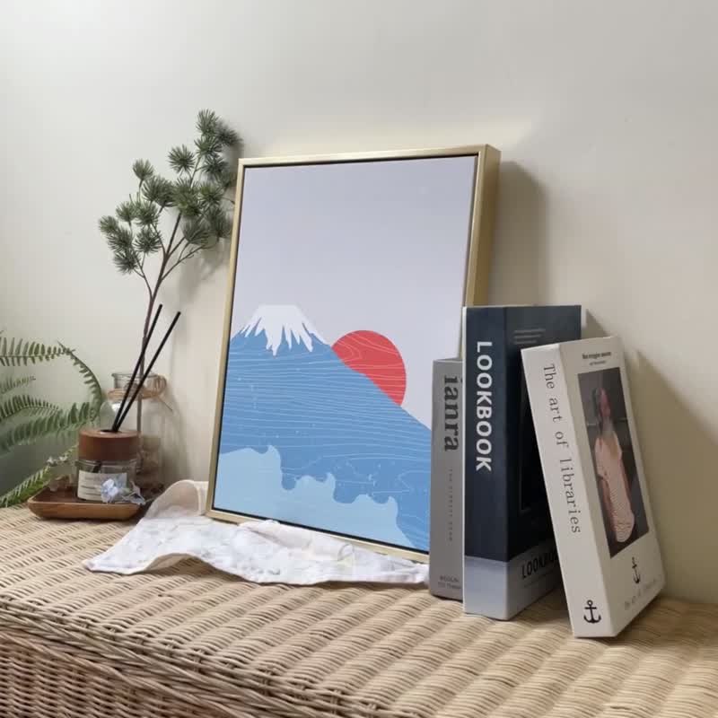 日出的富士山-日式和风富士山画/日本挂画/居酒屋画/家居疗愈布置 - 海报/装饰画/版画 - 棉．麻 多色