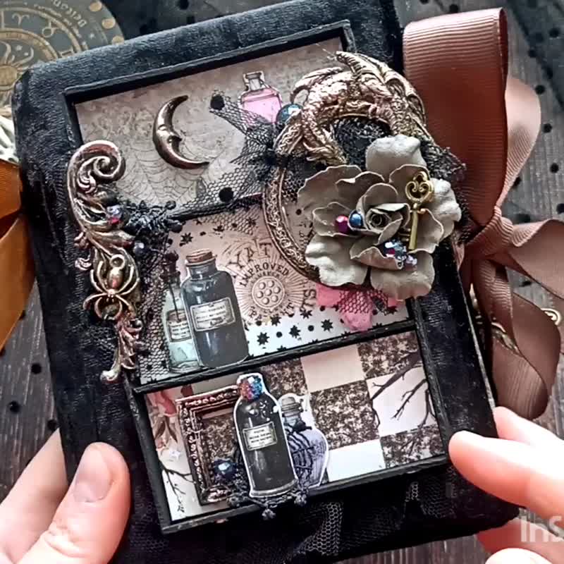 哥德龙魔法书杂志笔记本 手工制作 黑色女巫魔法笔记本 - 笔记本/手帐 - 纸 黑色