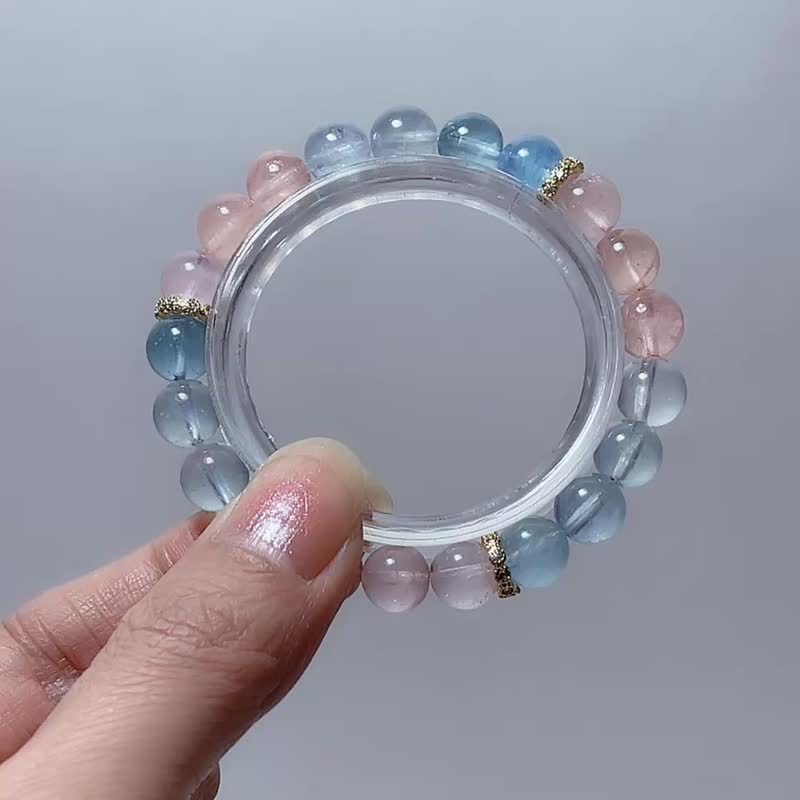 宝石系 天然矿石 冰透摩根石 8.5 mm 手链 - 手链/手环 - 宝石 多色