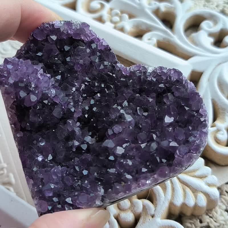 天然心型紫水晶簇•为水晶充电能量摆设 - 摆饰 - 水晶 