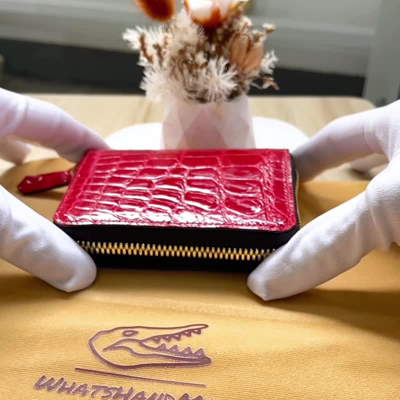 法国料光面鳄鱼皮拉链散纸卡片包 - 皮夹/钱包 - 真皮 多色