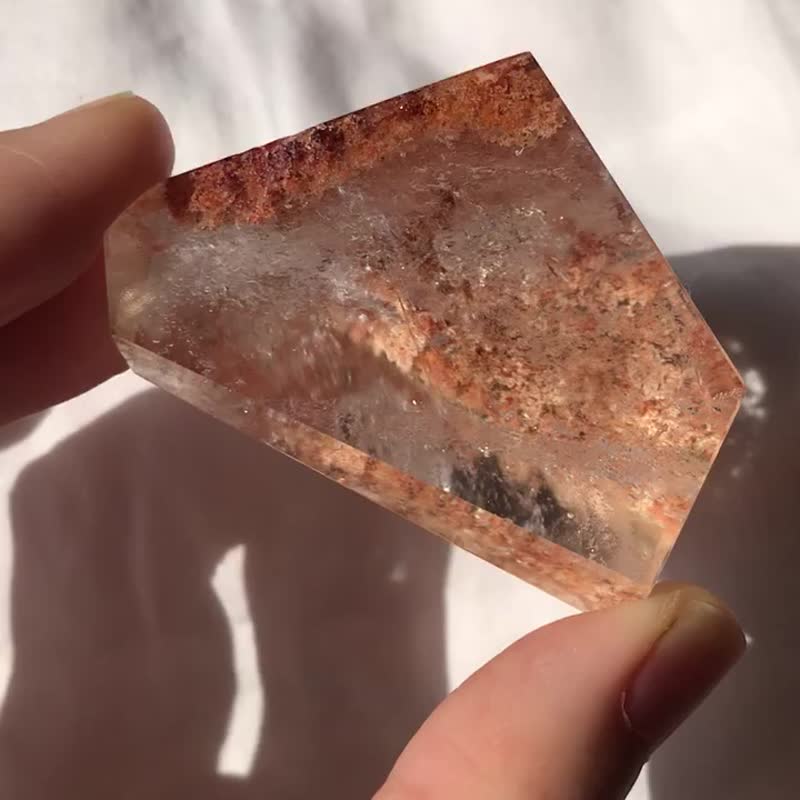 白幽灵 橙幽灵 花幽灵水晶 随型 手把玩 天然原石 水晶原矿 天然 - 摆饰 - 水晶 橘色