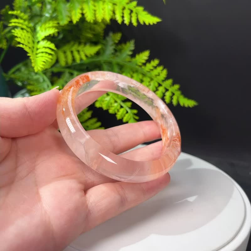超稀有玻璃体雪花幽灵水晶手镯62MM 冰透闪片水晶手环 晶莹灵秀 - 手链/手环 - 水晶 