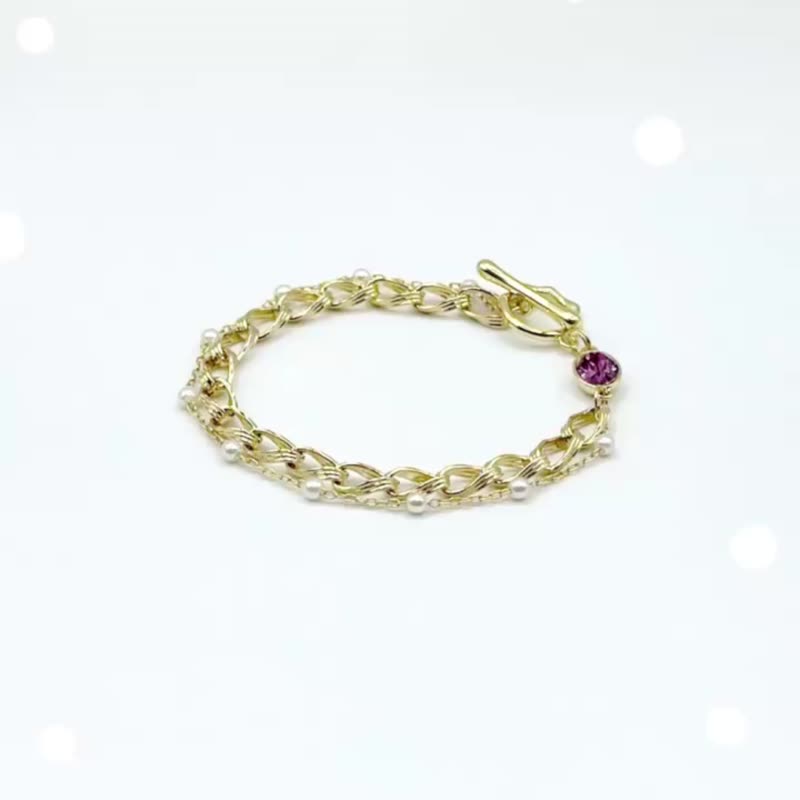 Venus维纳斯女神~微笑系列珍珠水晶造型手链~定制  生日 - 手链/手环 - 水晶 金色