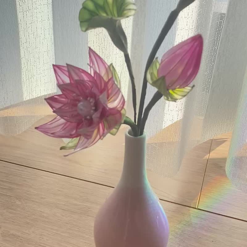 Jocelyn 水晶花花束 - 莲花花束 - 桃红/造花液/树脂花/滴胶/礼物/ - 植栽 - 树脂 红色