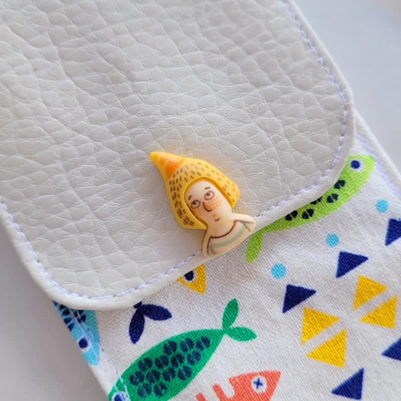 【可放22cm吸管】防水环保餐具袋 / 笔袋 亲子餐具袋 女孩与小鱼 - 筷子/筷架 - 防水材质 多色