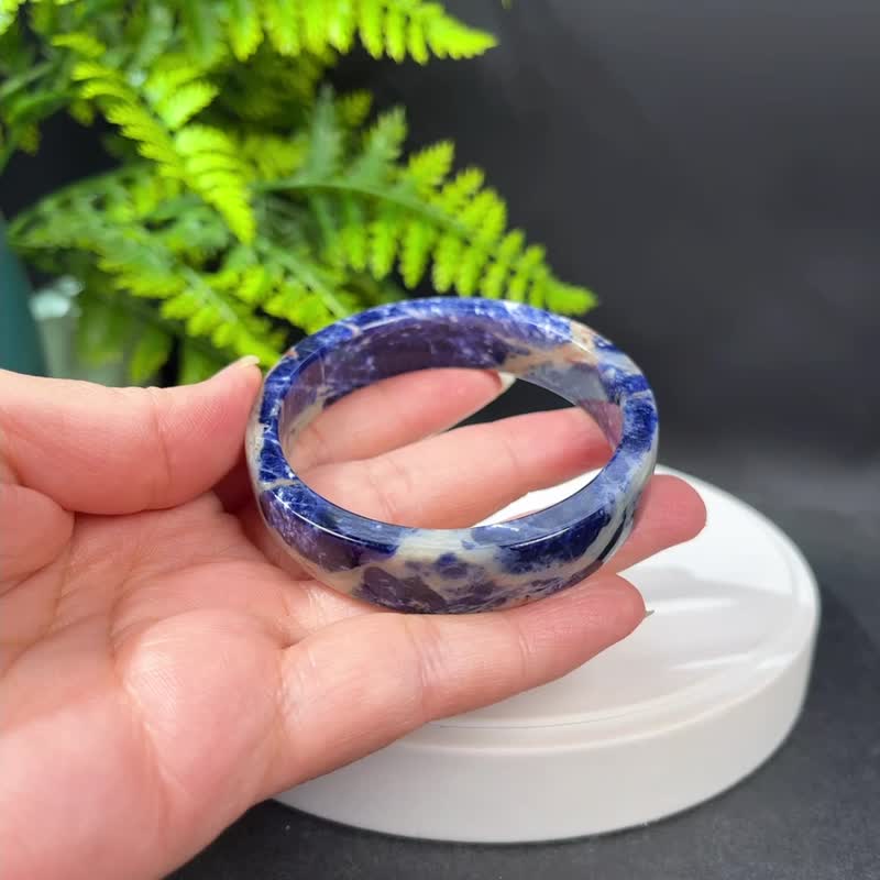 蓝纹玉方条手镯 55MM 牛仔蓝白渐变方纳石手环 舒缓压力 安气宁神 - 手链/手环 - 半宝石 蓝色