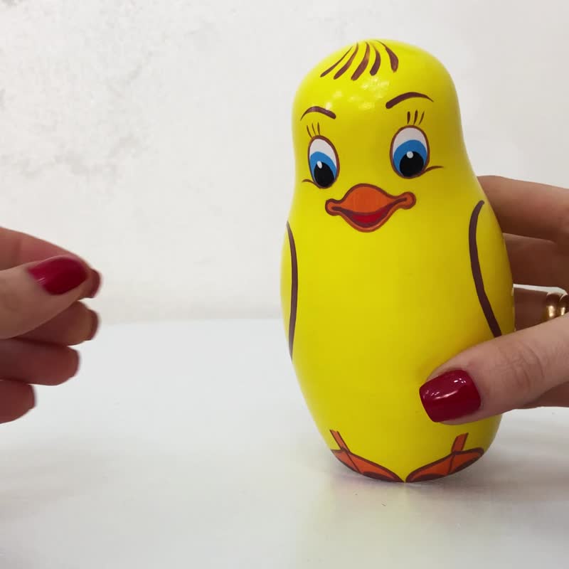 Duck Nesting Dolls Set of 7 Pcs - Wooden Duck Toys - Yellow Duck Decorations - 玩具/玩偶 - 木头 黄色