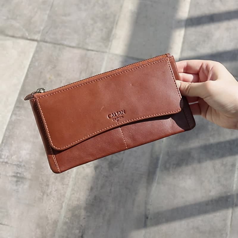 【24hr快速出货】浪漫优雅经典真皮长夹 072004 五色 母钱包 - 皮夹/钱包 - 真皮 咖啡色