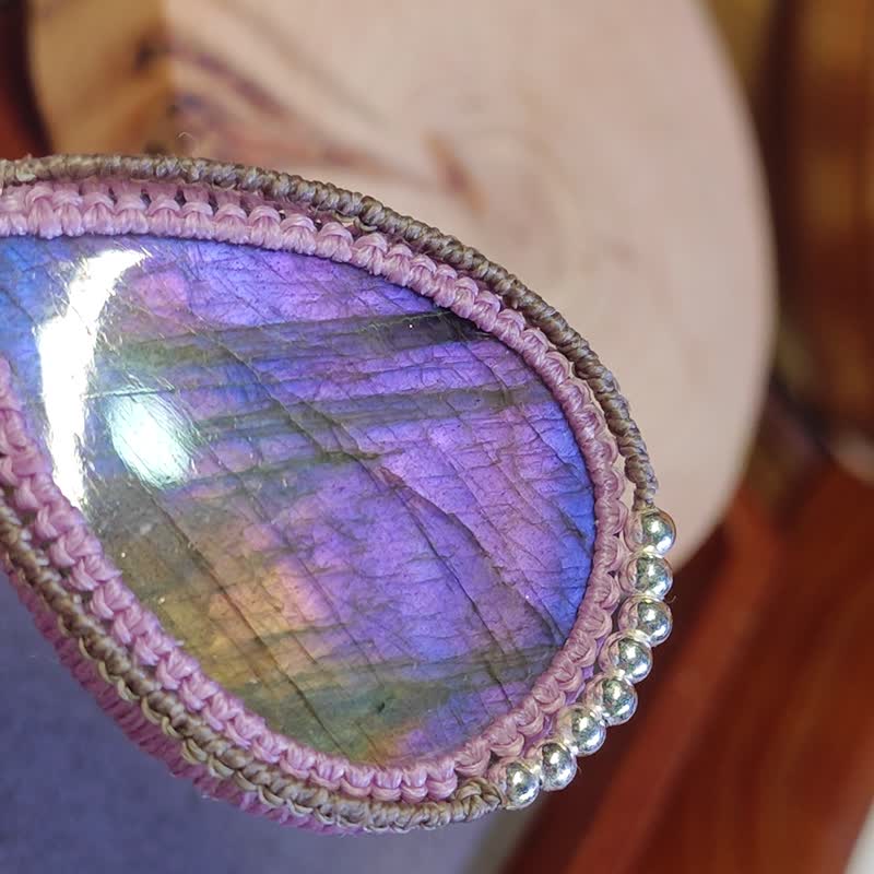原创|手工编织颈绳|紫拉长石|助眠|macrame - 项链 - 水晶 紫色