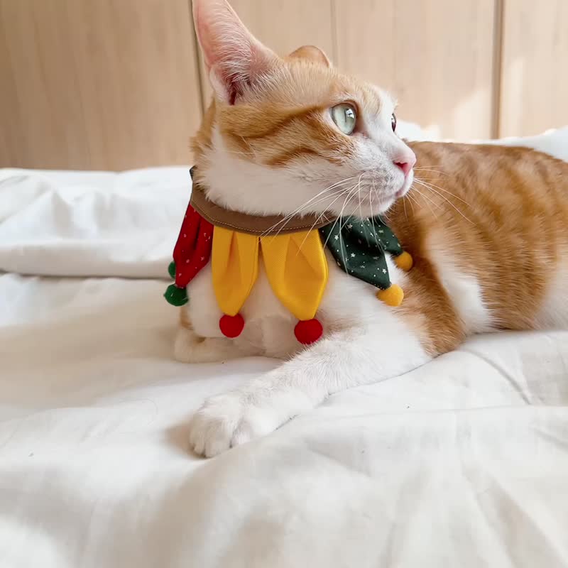 MaoFenBiBi 缤纷圣诞 - 手工立体三角花瓣项圈 & 圣诞节系列 - 项圈/牵绳 - 棉．麻 