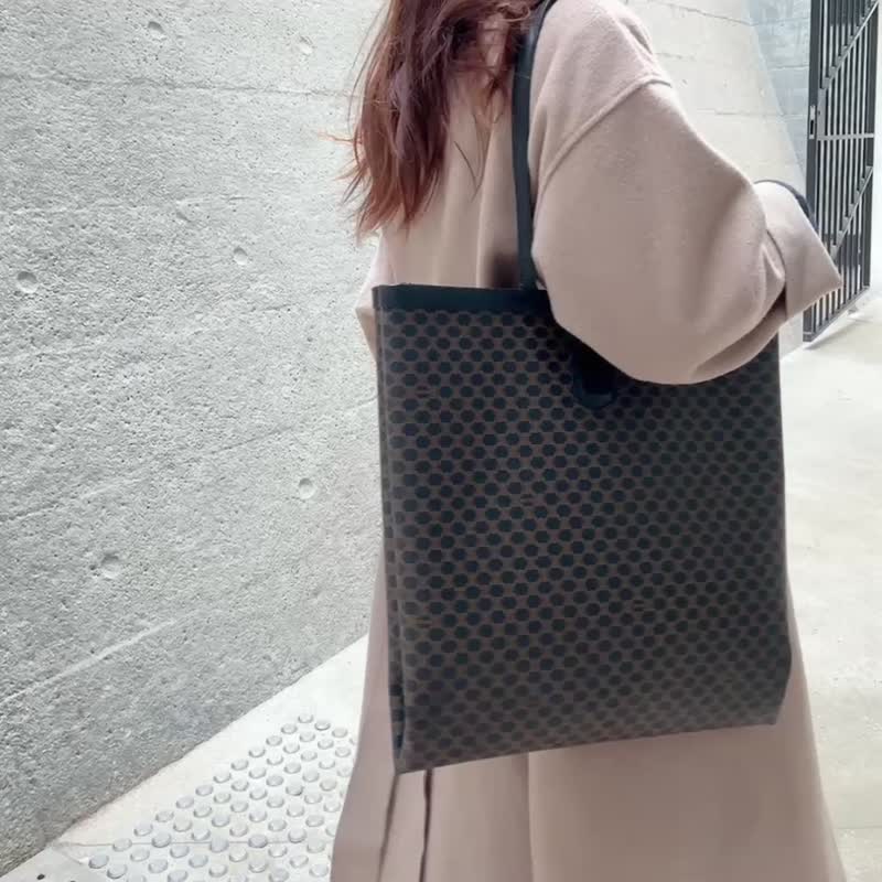 中古正品 Celine 凯旋门 黑色老花 托特包 单肩包 电脑包 - 侧背包/斜挎包 - 防水材质 黑色