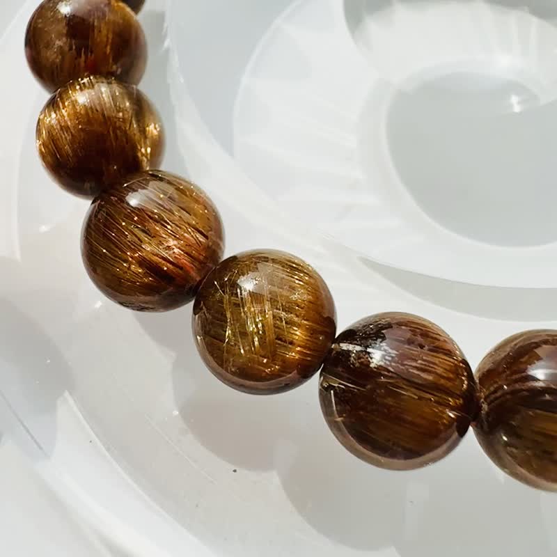 收藏猫眼铜顺发水晶8.5-9mm20.90g辟邪挡煞逢凶化吉化解浊气招财 - 手链/手环 - 水晶 金色