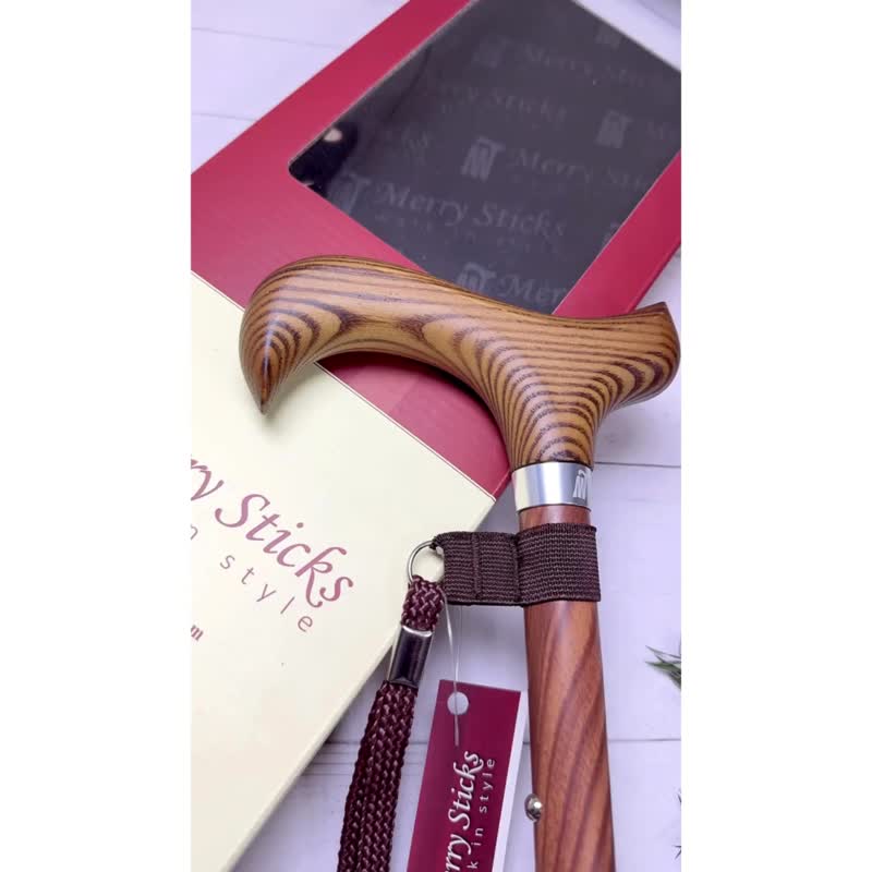 天然木纹系列手杖 - 栓木 长辈生日礼物/登山杖 - 其他 - 铝合金 咖啡色