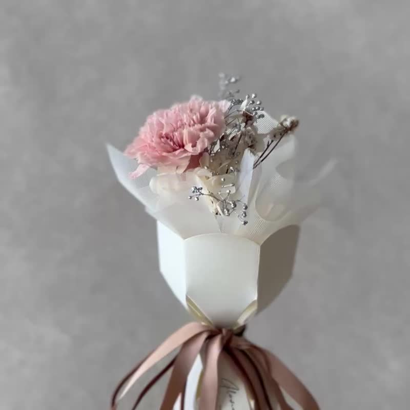 母亲节永生康乃馨花束 银色满天星干燥花 简约气质母亲节礼物 - 干燥花/捧花 - 植物．花 