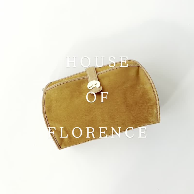 HOUSE OF FLORENCE拼接真皮手拿包F12 vintage - 化妆包/杂物包 - 真皮 