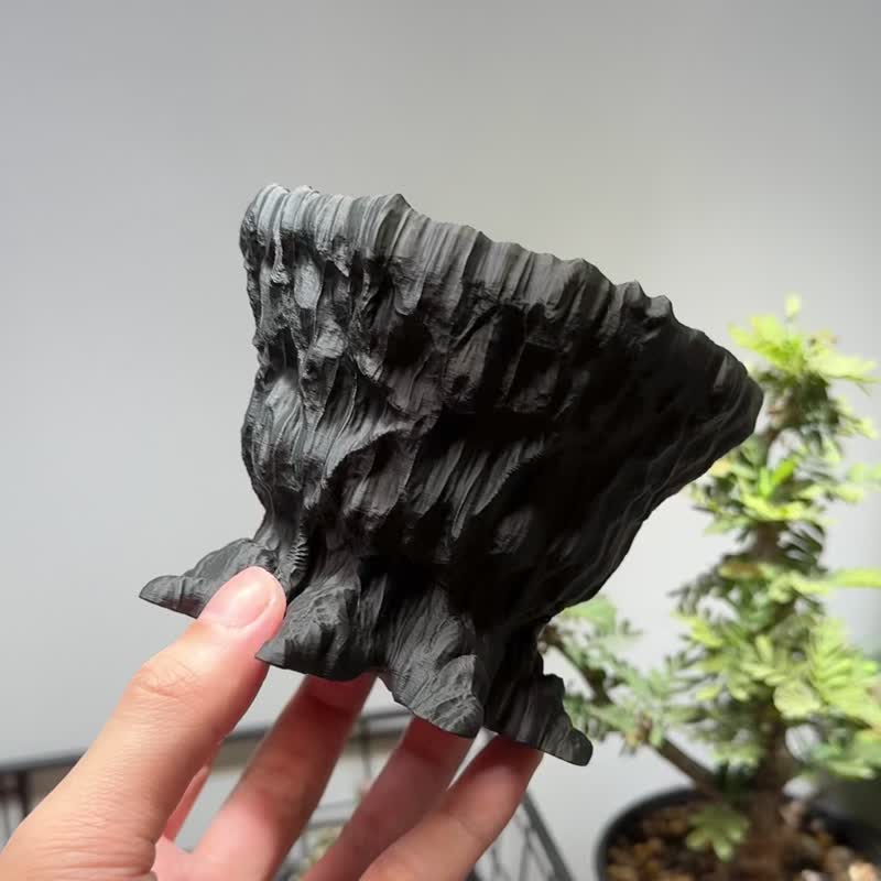 【CBP009 - 植木钵】原创设计/3D打印/多肉块根植物/送礼 - 植栽/盆栽 - 塑料 黑色