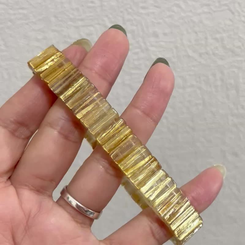招财必备 金条闪耀【精品等级钛晶手排】强化气场/一物一拍 - 手链/手环 - 水晶 金色