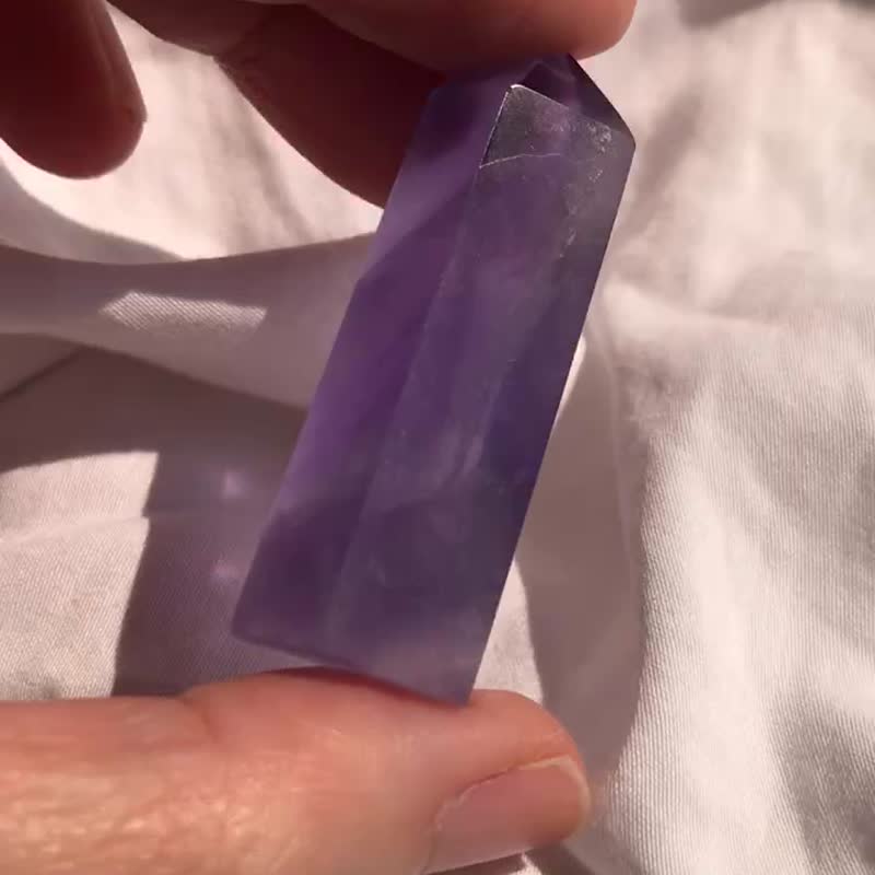 少有美国蓝萤石柱 爆彩 拉丝 水晶  盆景 crystal 摆设 摆件 - 摆饰 - 水晶 蓝色