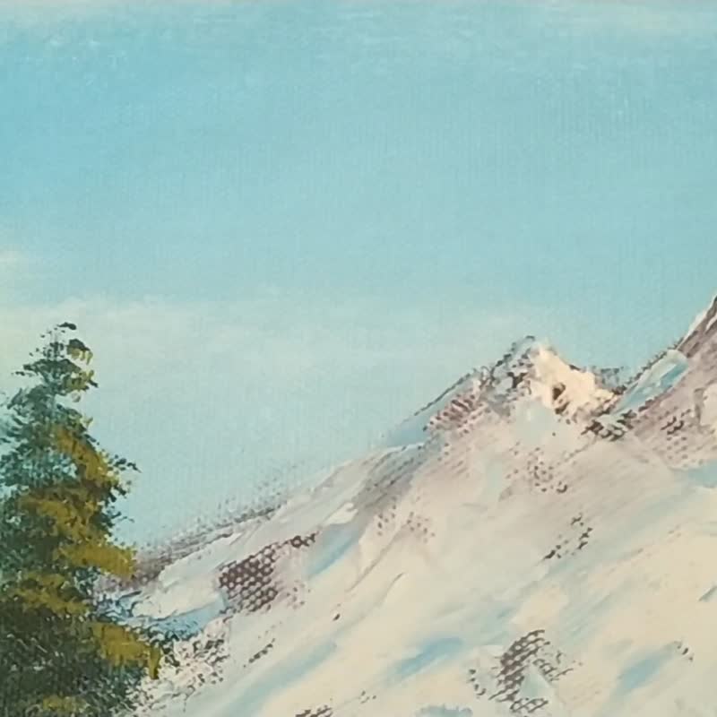 雪山远眺/  原创油画 - 墙贴/壁贴 - 棉 