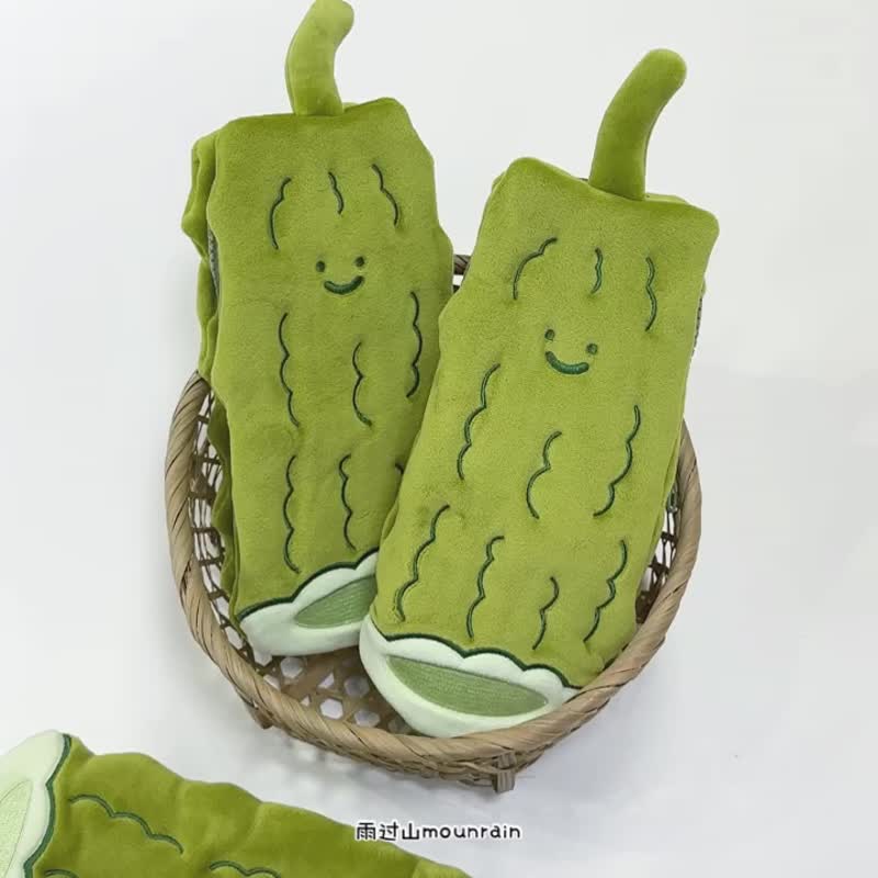 雨过山原创精品苦瓜毛绒笔袋可爱搞怪文具袋可爱苦哈哈大学生笔盒 - 铅笔盒/笔袋 - 其他材质 