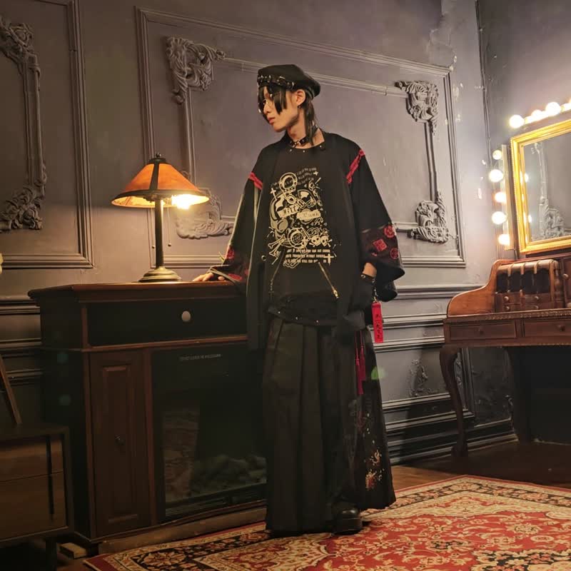 原创织田信长第六天魔王印象刺绣缕空可拆袖和风甚平羽织【JJ2494 - 女装休闲/机能外套 - 棉．麻 