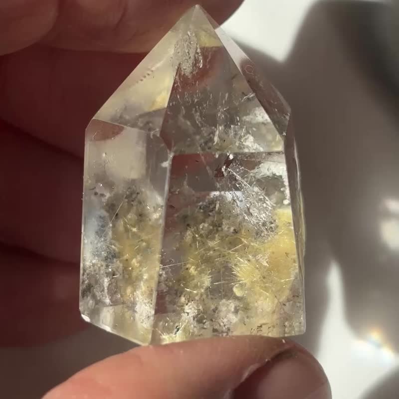 金发晶 金花 白幽灵 摆设 水晶柱 水晶原矿 原石 crystal - 摆饰 - 水晶 金色