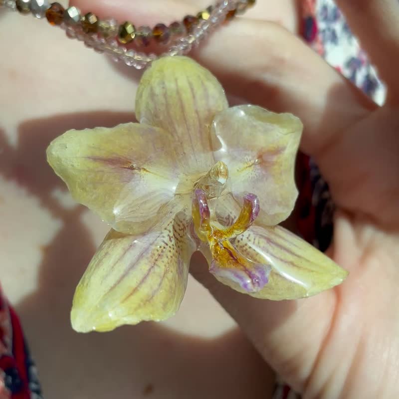 优雅兰花手作项链 - 项链 - 植物．花 橘色
