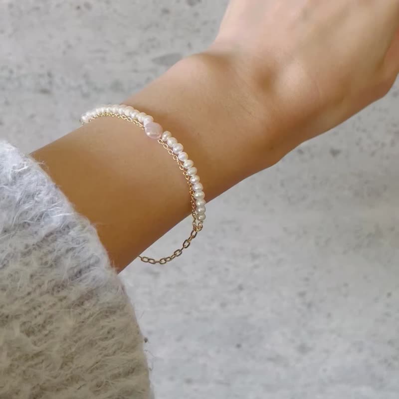 手作手链  淡水珍珠  日本手作家 - 手链/手环 - 珍珠 白色