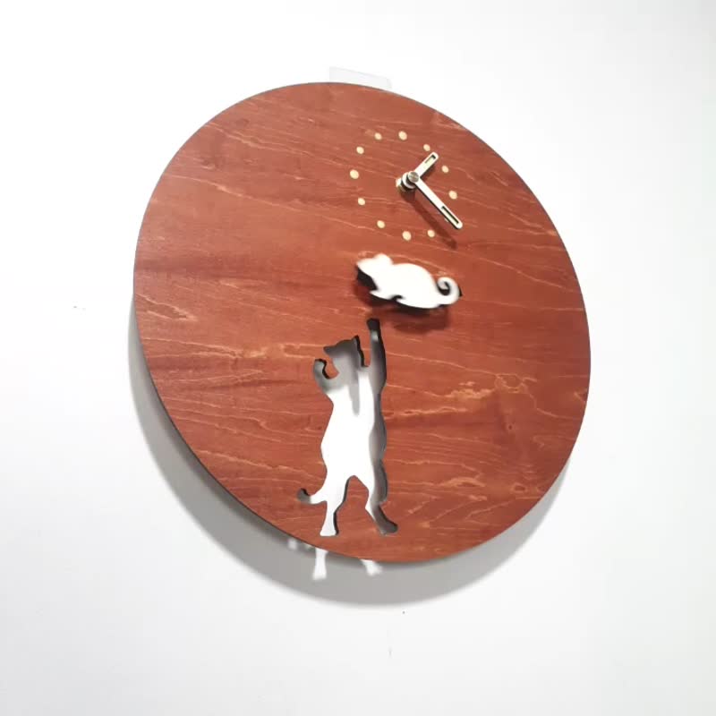 手工木作创意时钟 我最摇摆 - 猫抓 - 时钟/闹钟 - 木头 咖啡色