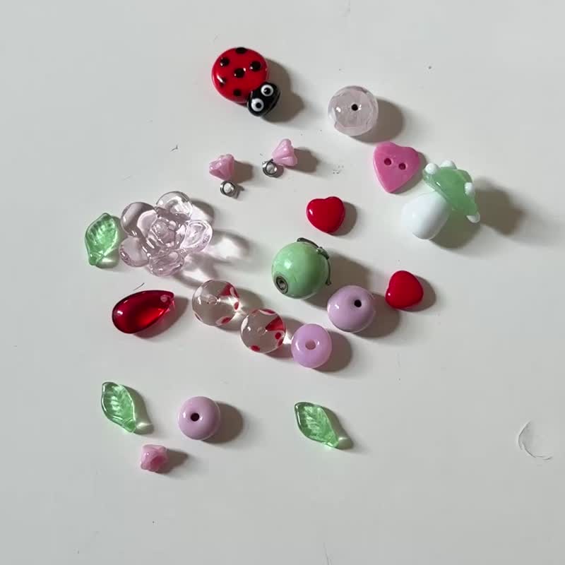 花园手机挂绳钥匙扣，手机挂绳，穆拉诺玻璃珠 - 挂绳/吊绳 - 玻璃 红色