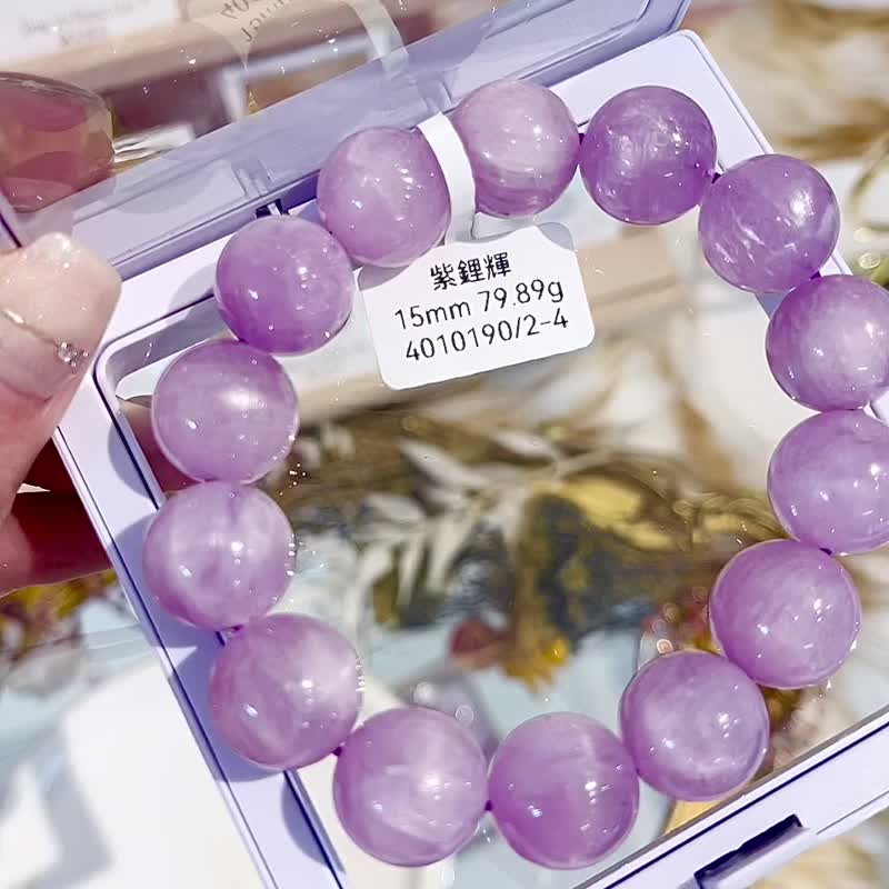 精品仙女猫眼紫锂辉15mm水晶手链改善睡眠释放压力释放负能量疗愈 - 手链/手环 - 水晶 紫色