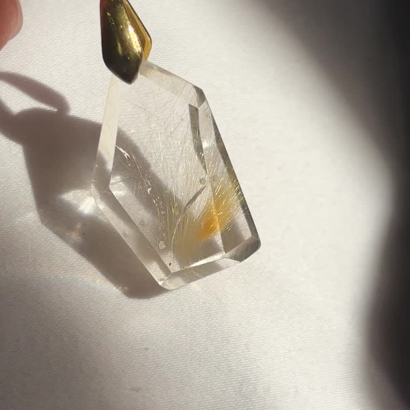 巴西金髪晶水晶吊咀 原石 水晶 摆设 pendant jewelry necklace - 项链 - 水晶 金色