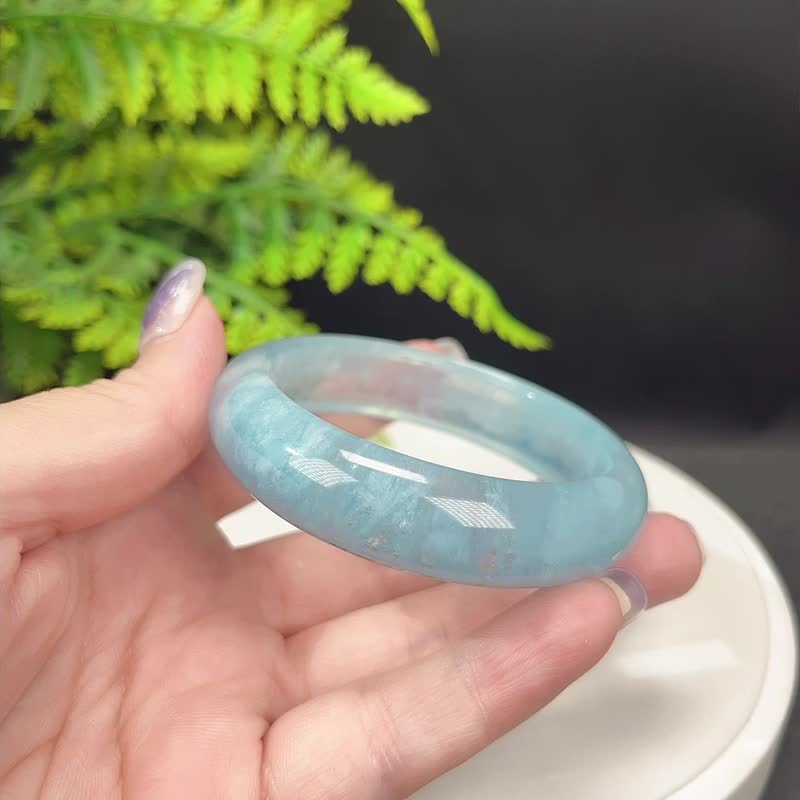 优质 海蓝宝手镯 55MM 冰透星光蓝天白云 手环 三月生辰 守护友谊 - 手链/手环 - 宝石 蓝色