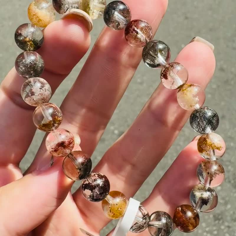 精品四季幽灵半盆黑发共生8mm16.79g花幽灵提升运势避小人 - 手链/手环 - 水晶 多色